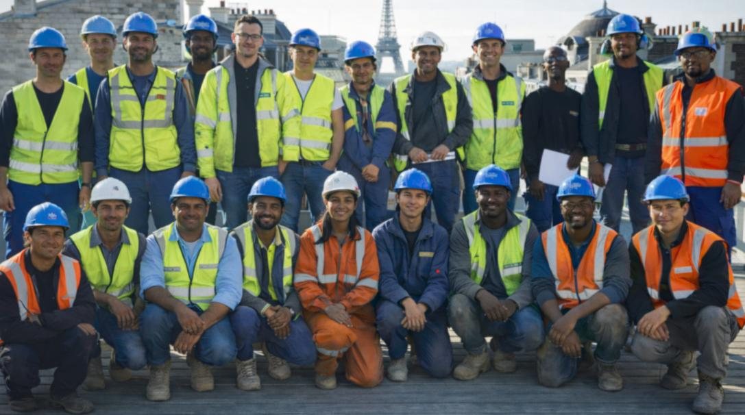 Équipes et compagnons mobilisés par RIVEX sur un chantier à Paris